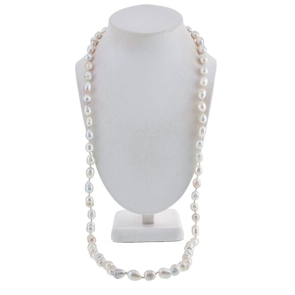 Vintage Hand Knotted 8mm White Circlé Pearl Necklace 35" - Picture 1 of 4